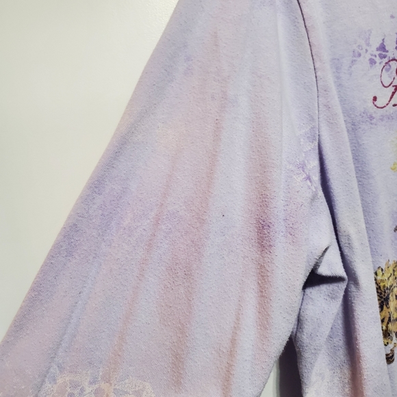 Basic Editions Purple T-Shirt Top with Birds & Flowers - Picture 15 of 16